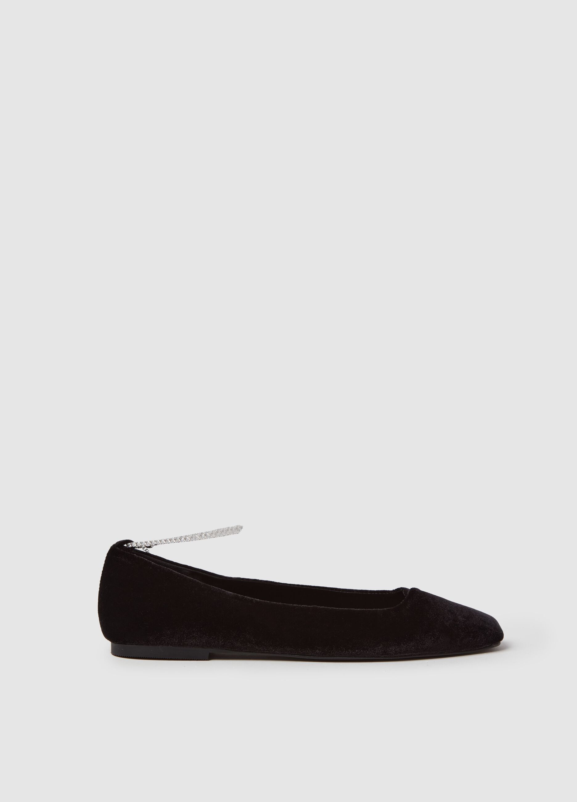Stefanel Ballerina in velluto con cinturino in strass Offerte