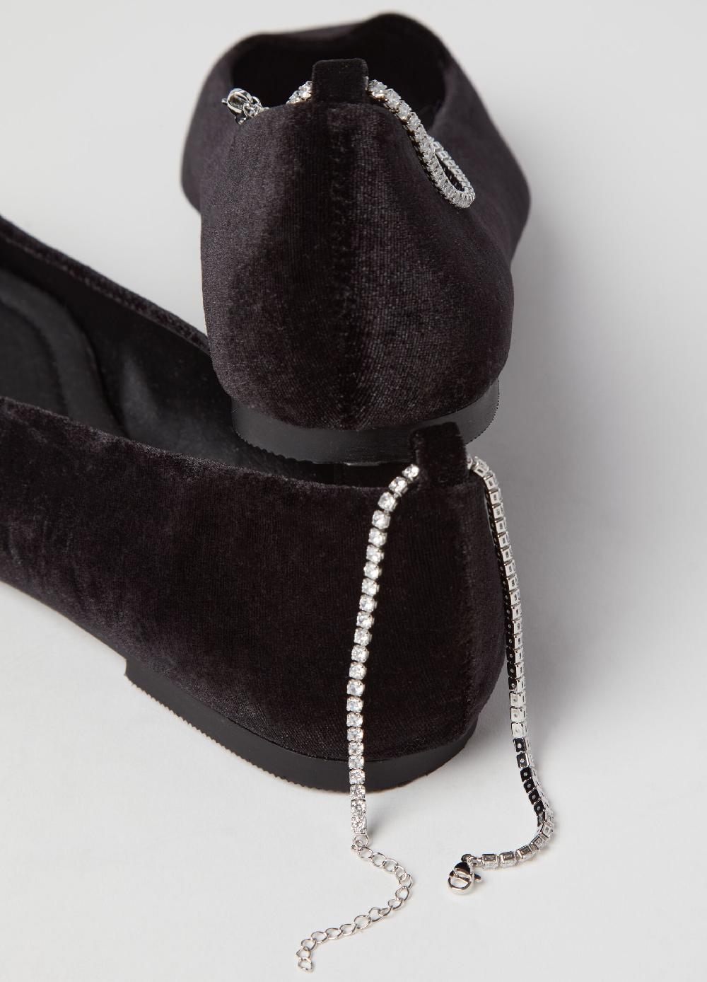 Stefanel Ballerina in velluto con cinturino in strass Offerte