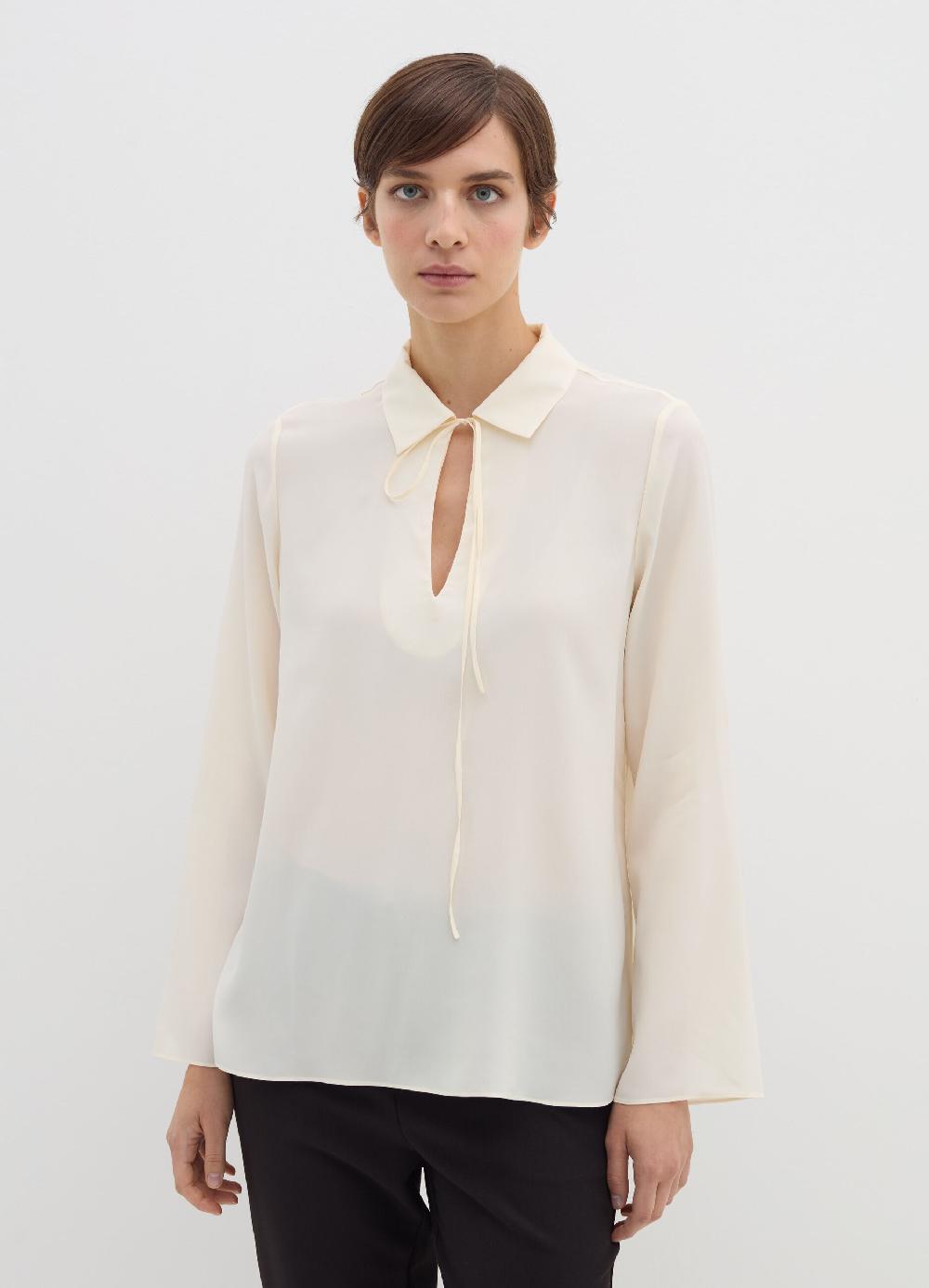 Stefanel Blusa in crêpe de chine con scollo a polo Offerta