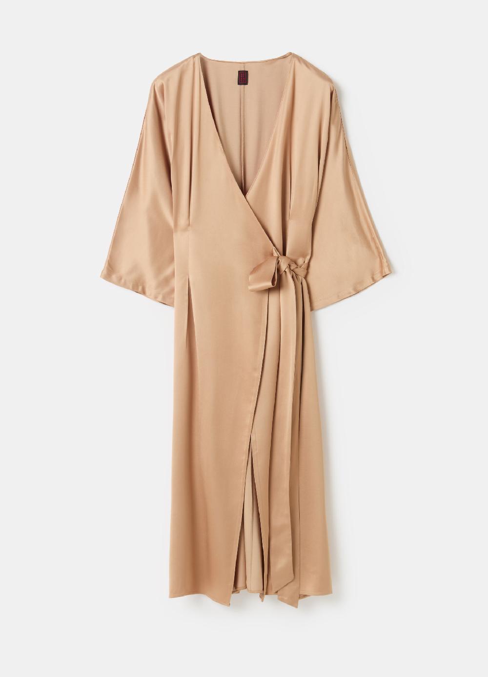 Stefanel Abito midi in satin con cintura In Vendita