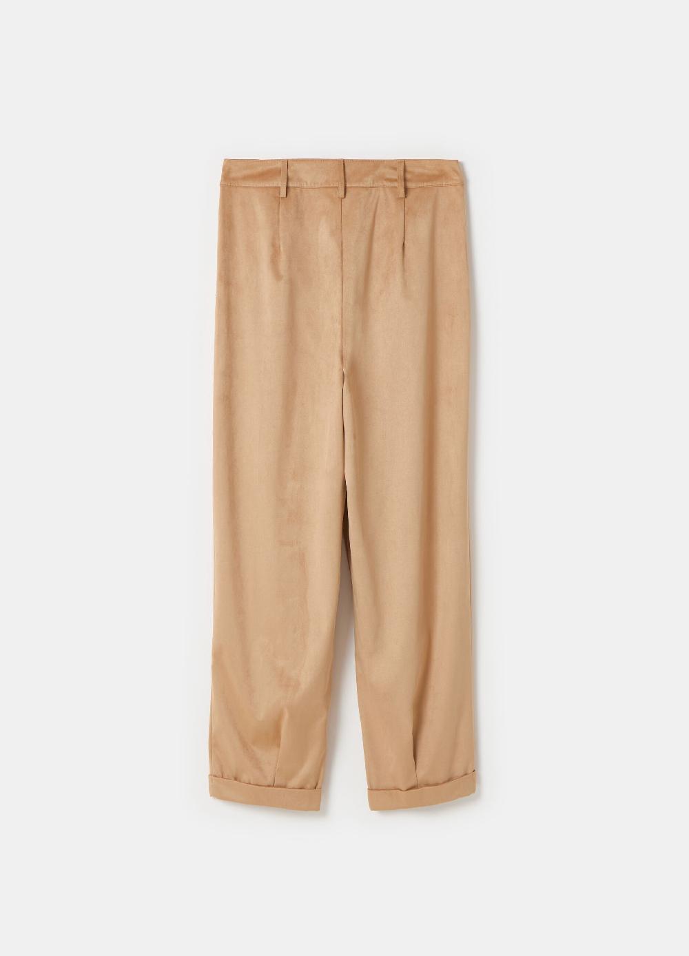 Stefanel Pantalone a sigaretta ankle fit in suede Outlet