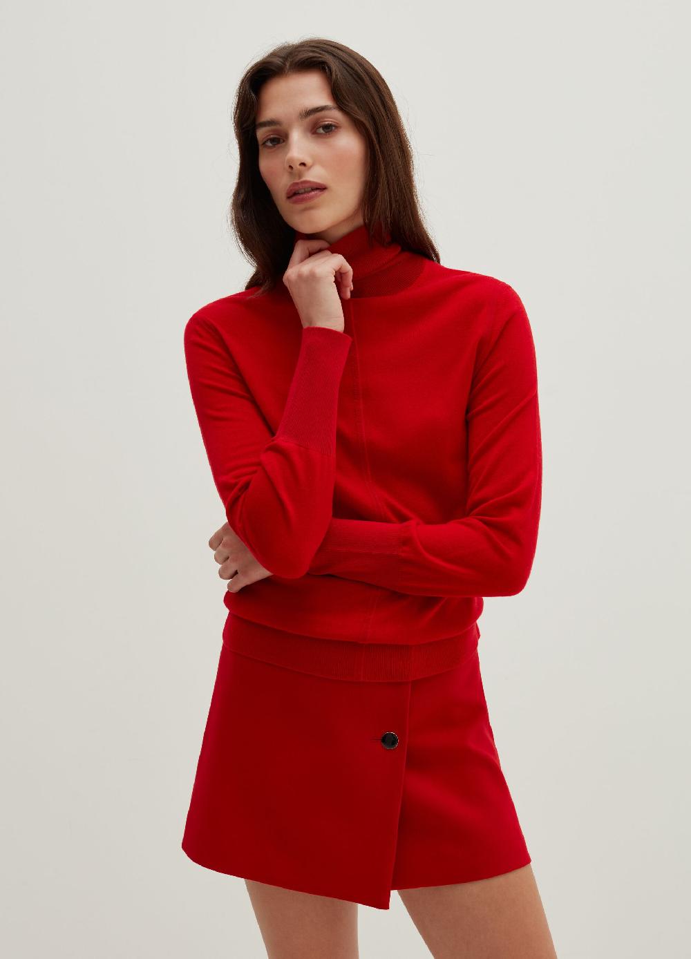 Stefanel Pullover in lana e seta a collo alto In vendita