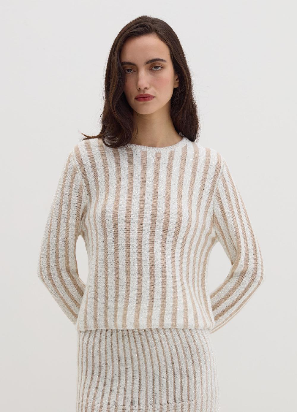 Stefanel Maglia a righe con micro paillettes Spedizione Gratuita