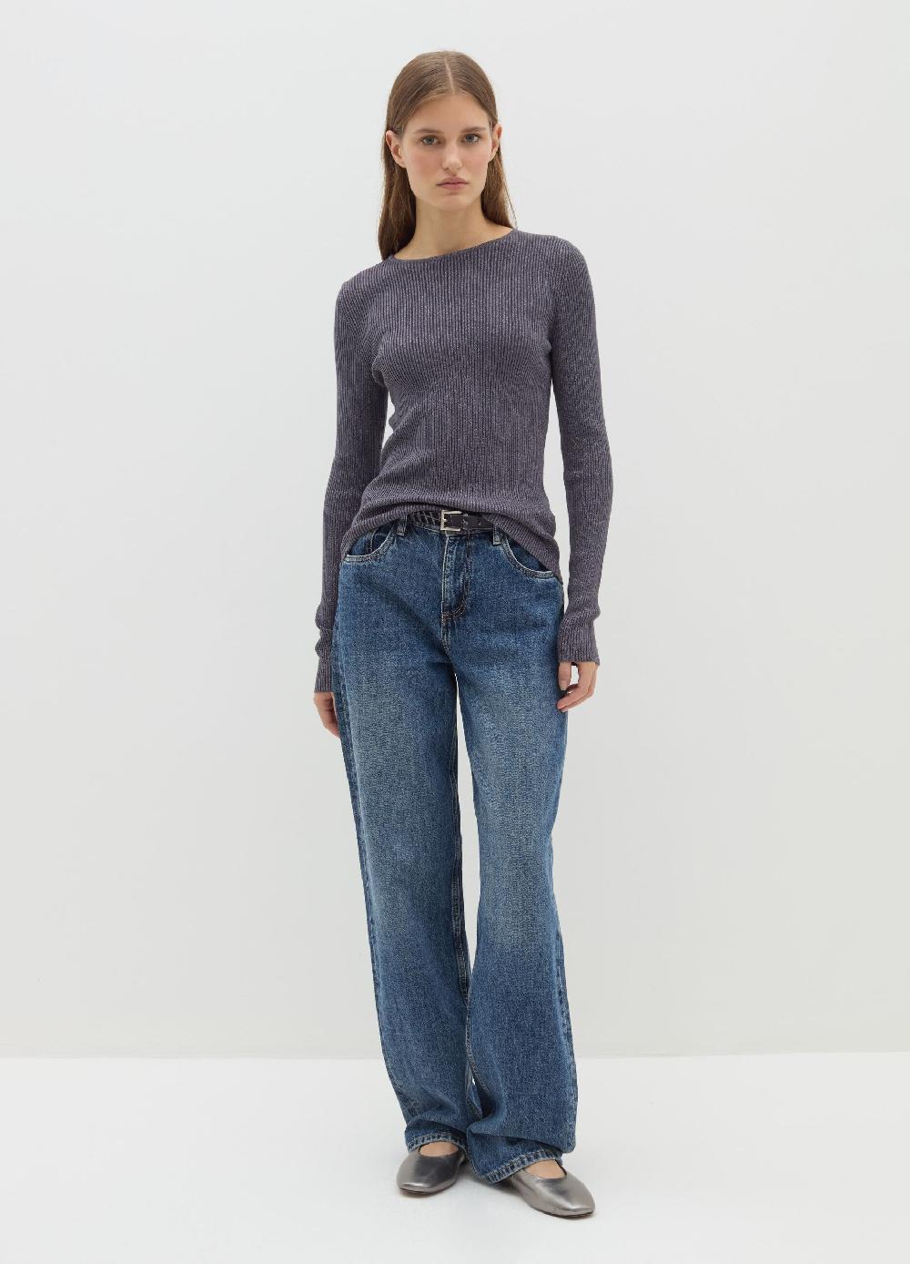 Stefanel T-shirt in lurex a costine con maniche lunghe Soddisfazione Garantita