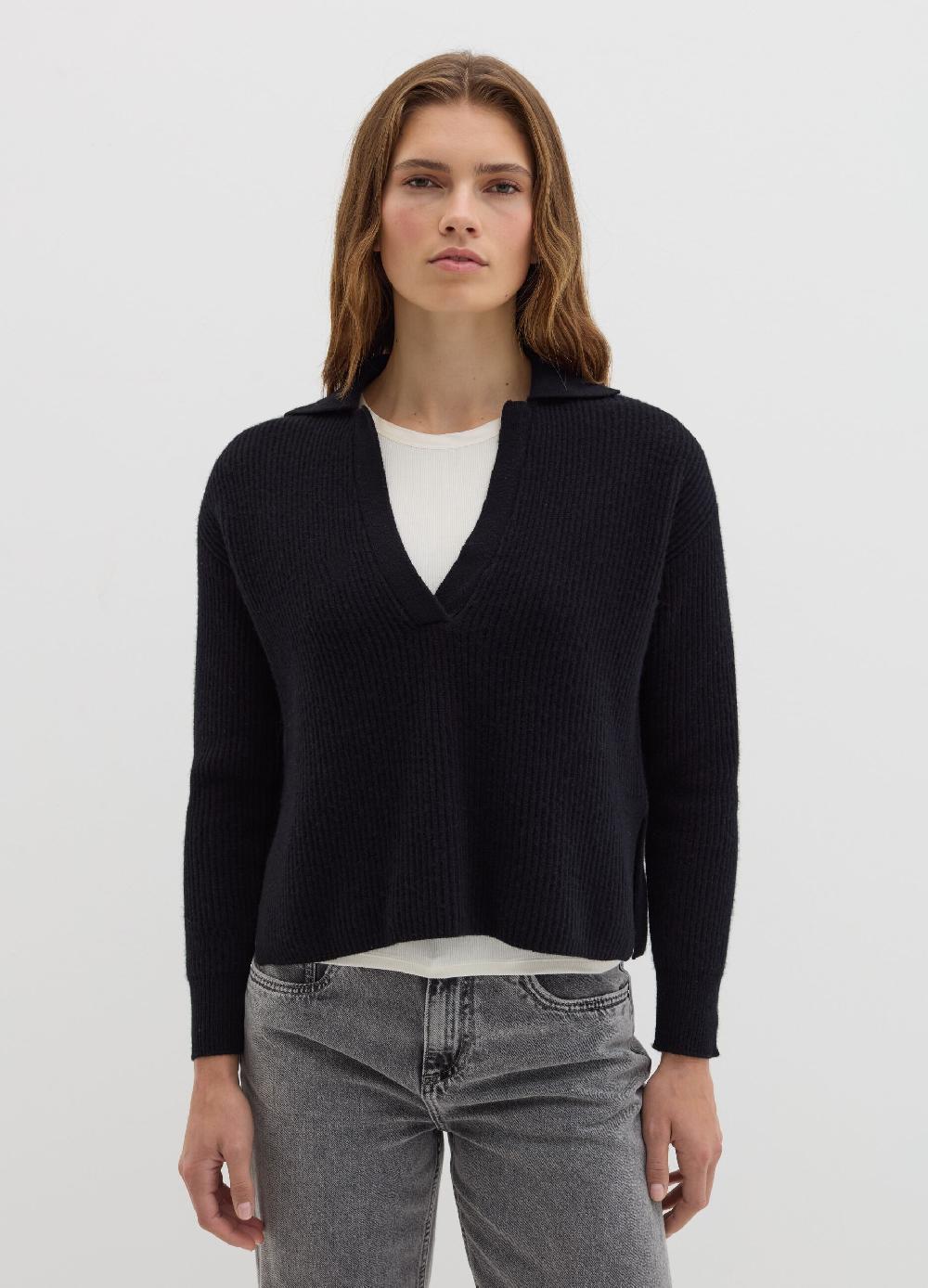 Stefanel Maglia in lana cardata con scollo a polo Qualità Garantita