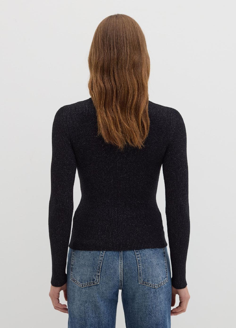 Stefanel T-shirt in lurex a costine con maniche lunghe Sottocosto