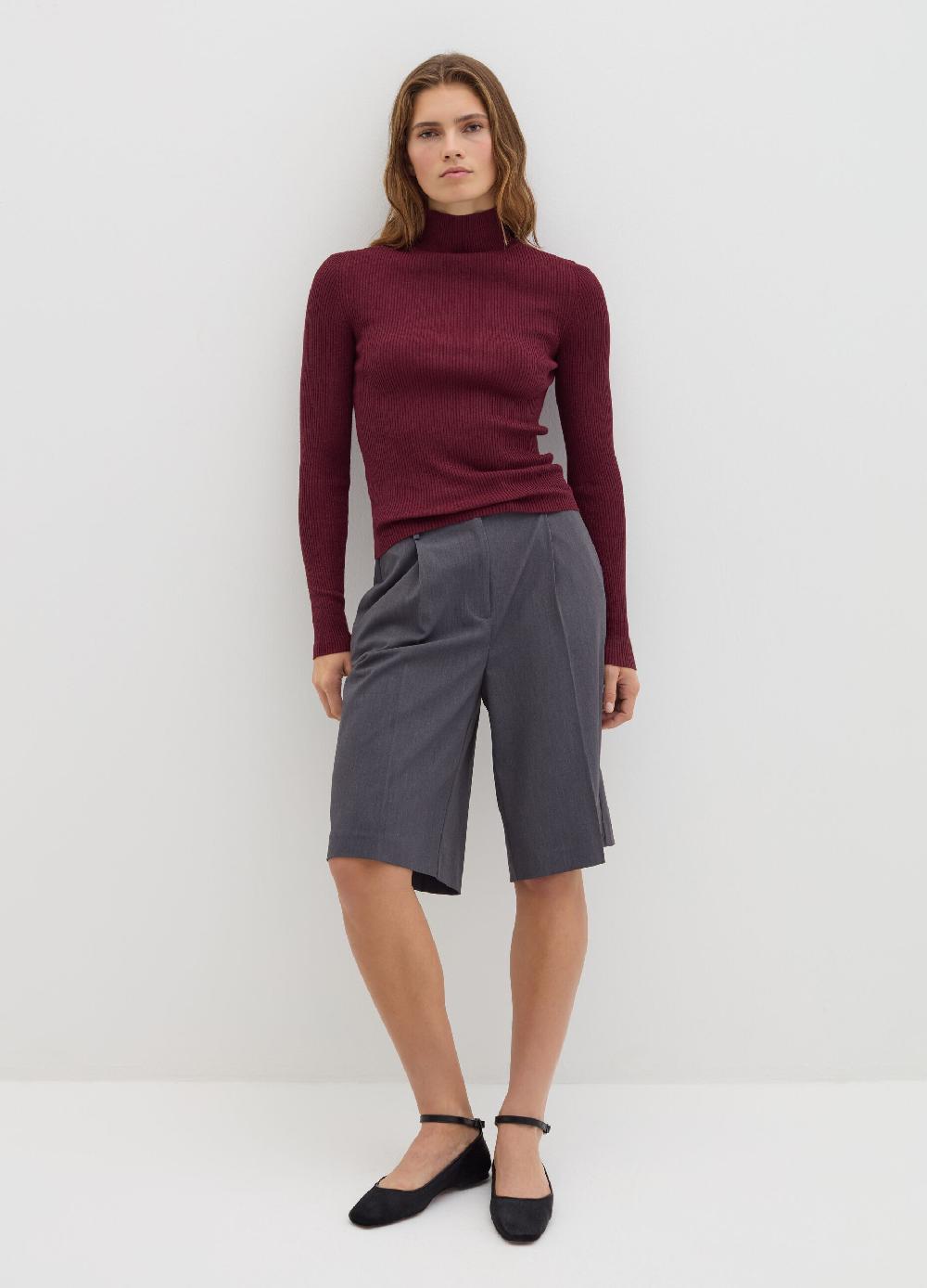Stefanel T-shirt in lurex a costine con collo alto Convenienza