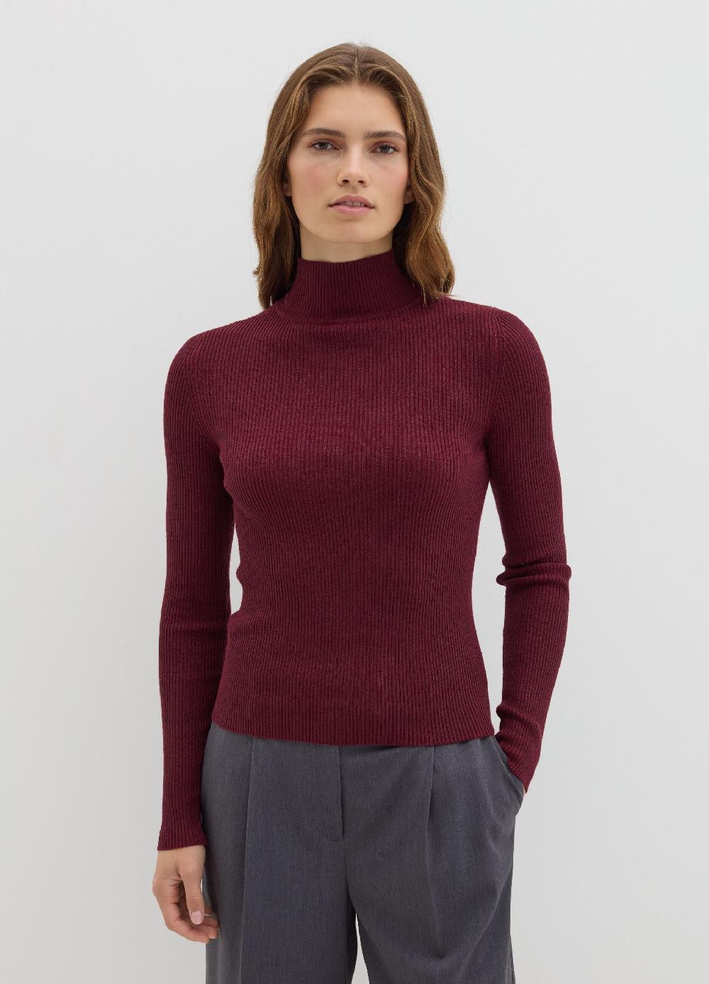 Stefanel T-shirt in lurex a costine con collo alto Convenienza