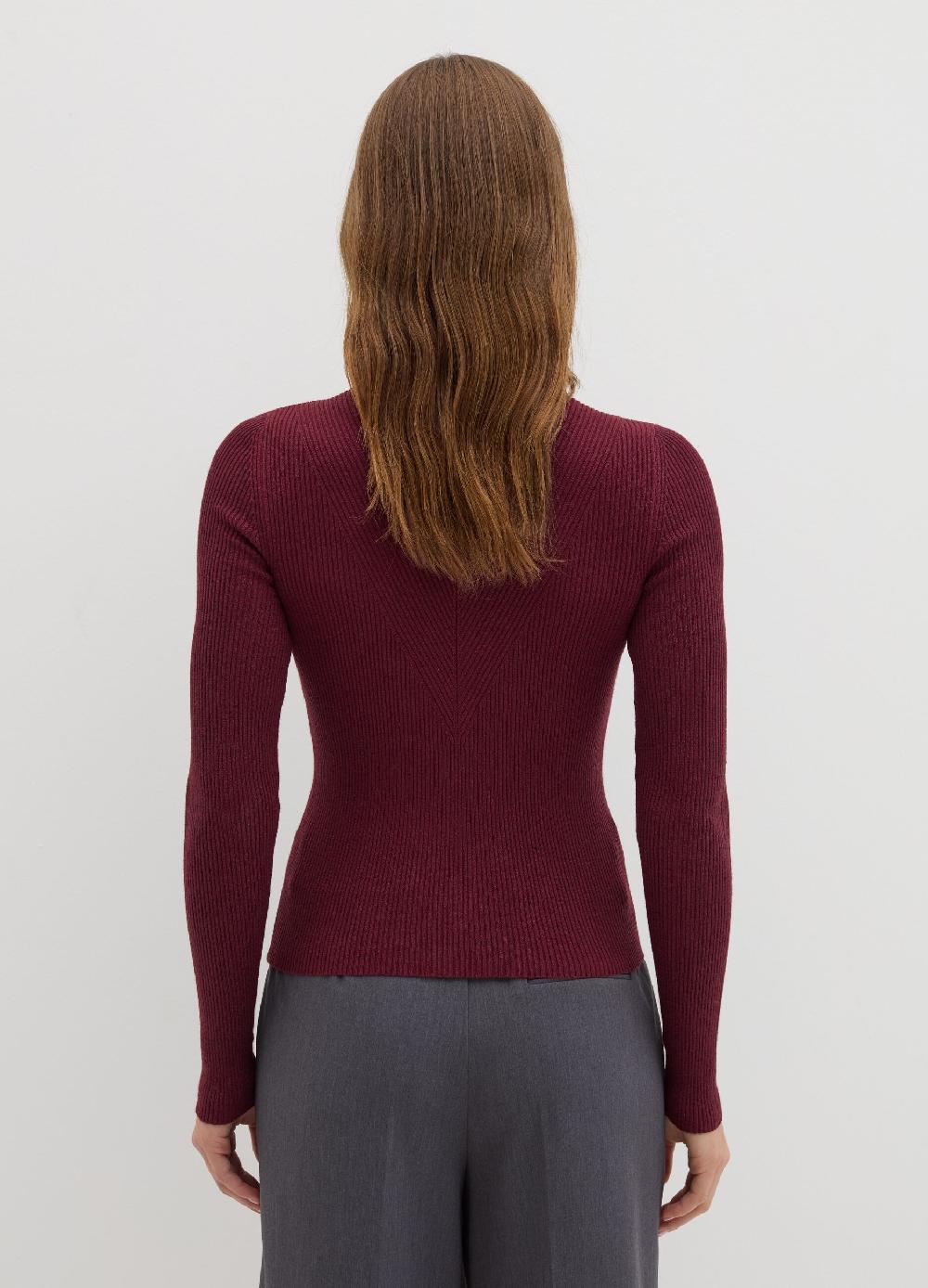 Stefanel T-shirt in lurex a costine con collo alto Convenienza