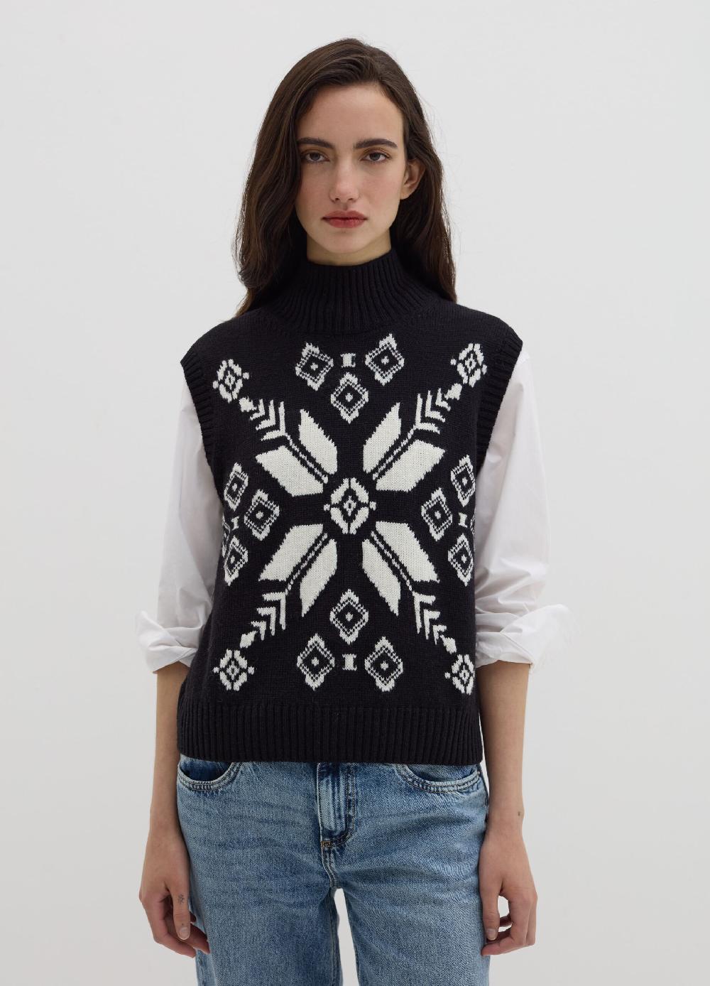 Stefanel Gilet chiuso con disegno jacquard Saldi
