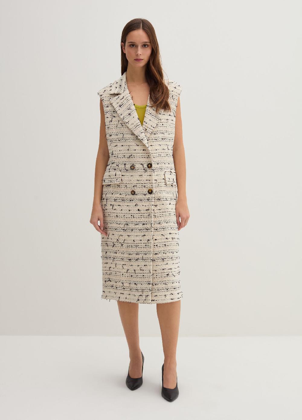 Stefanel Gilet lungo doppiopetto in tweed Offerta San Valentino