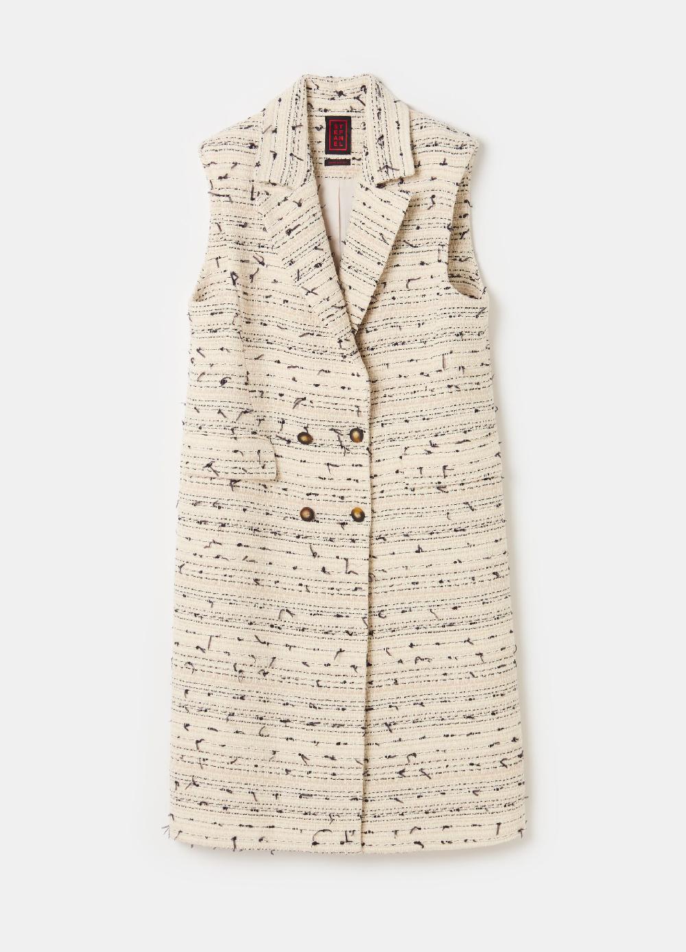 Stefanel Gilet lungo doppiopetto in tweed Offerta San Valentino