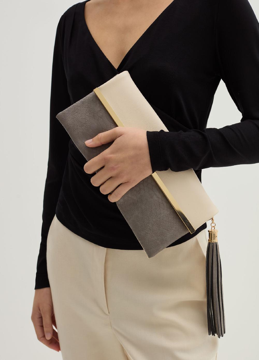 Stefanel Pochette rettangolare bicolore Smaltimento dello stoccaggio