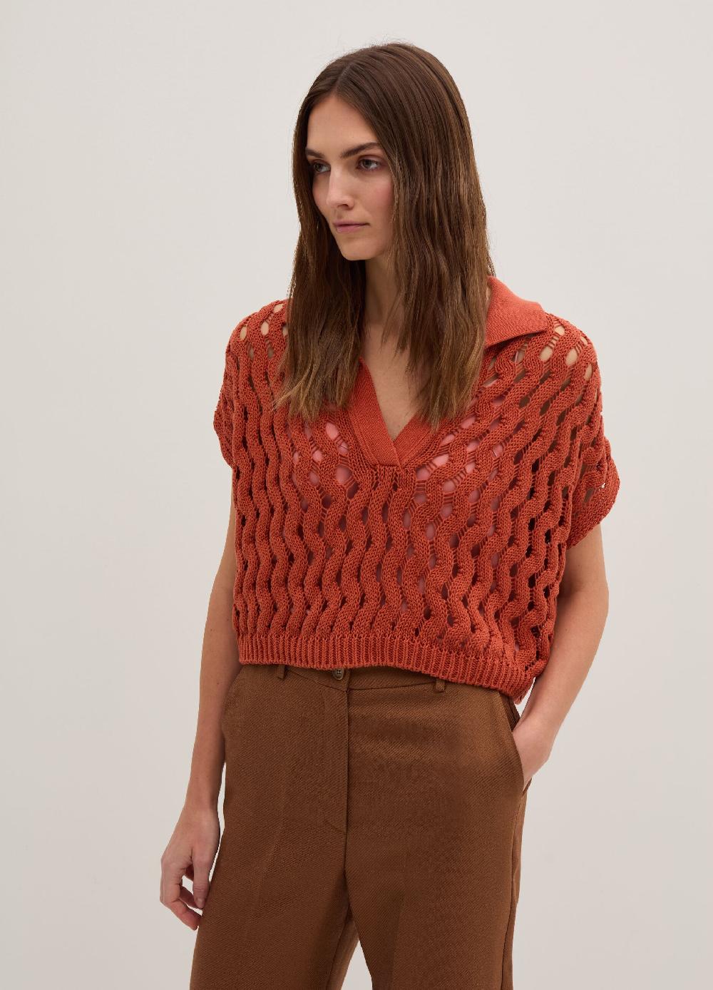 Stefanel Maglia in cordonetto con scollo a polo Offerte esclusive