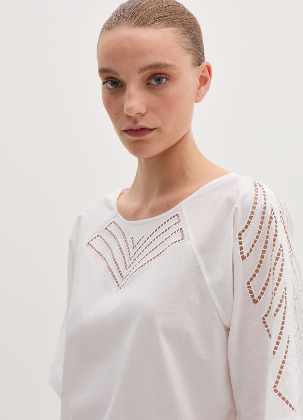 Stefanel Maglia in jersey con ricamo anglaise Lightning offer