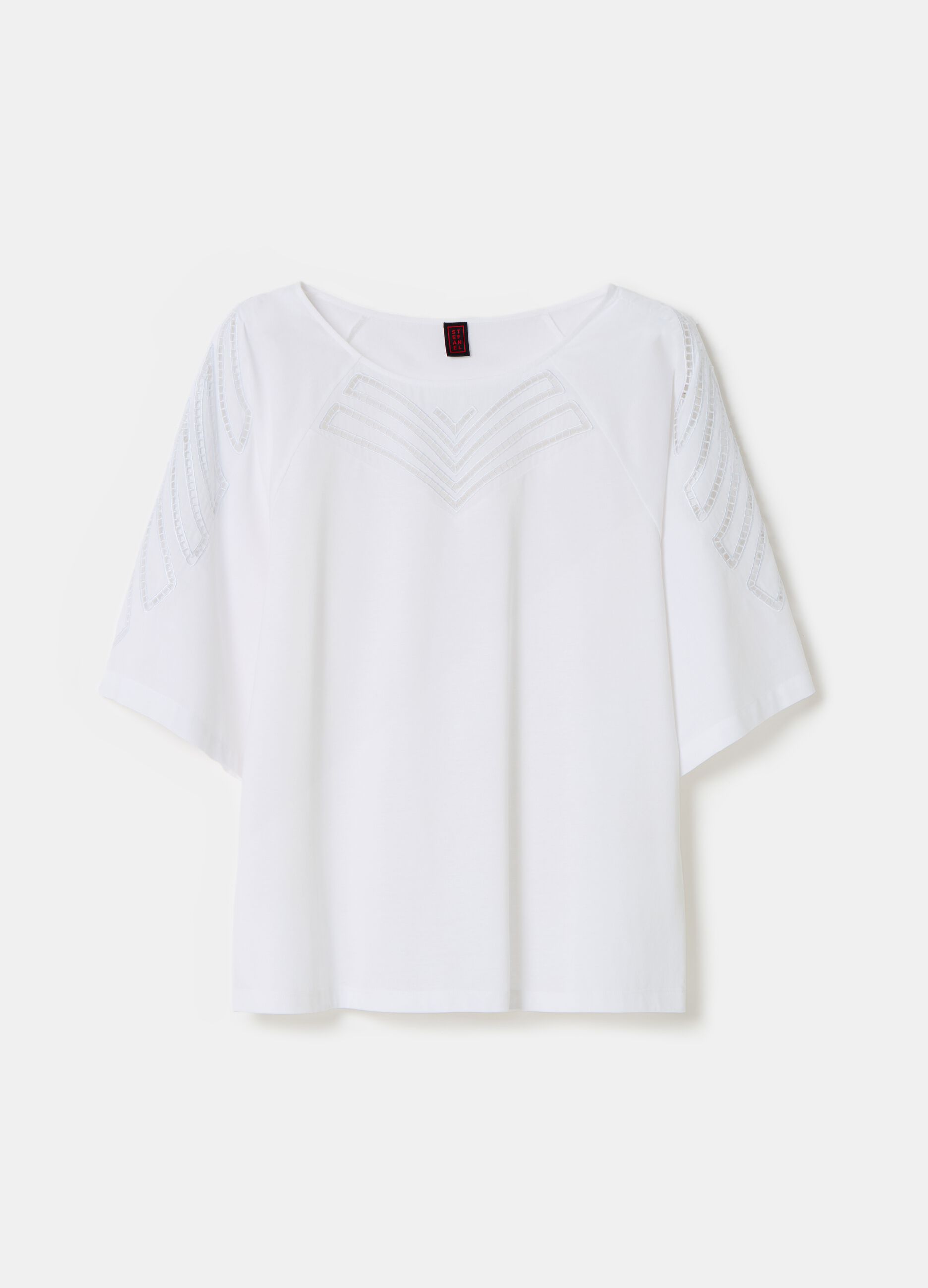 Stefanel Maglia in jersey con ricamo anglaise Lightning offer