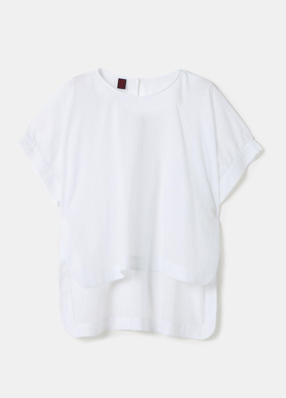 Stefanel Blusa in voille di cotone dobby a righe Grandi sconti