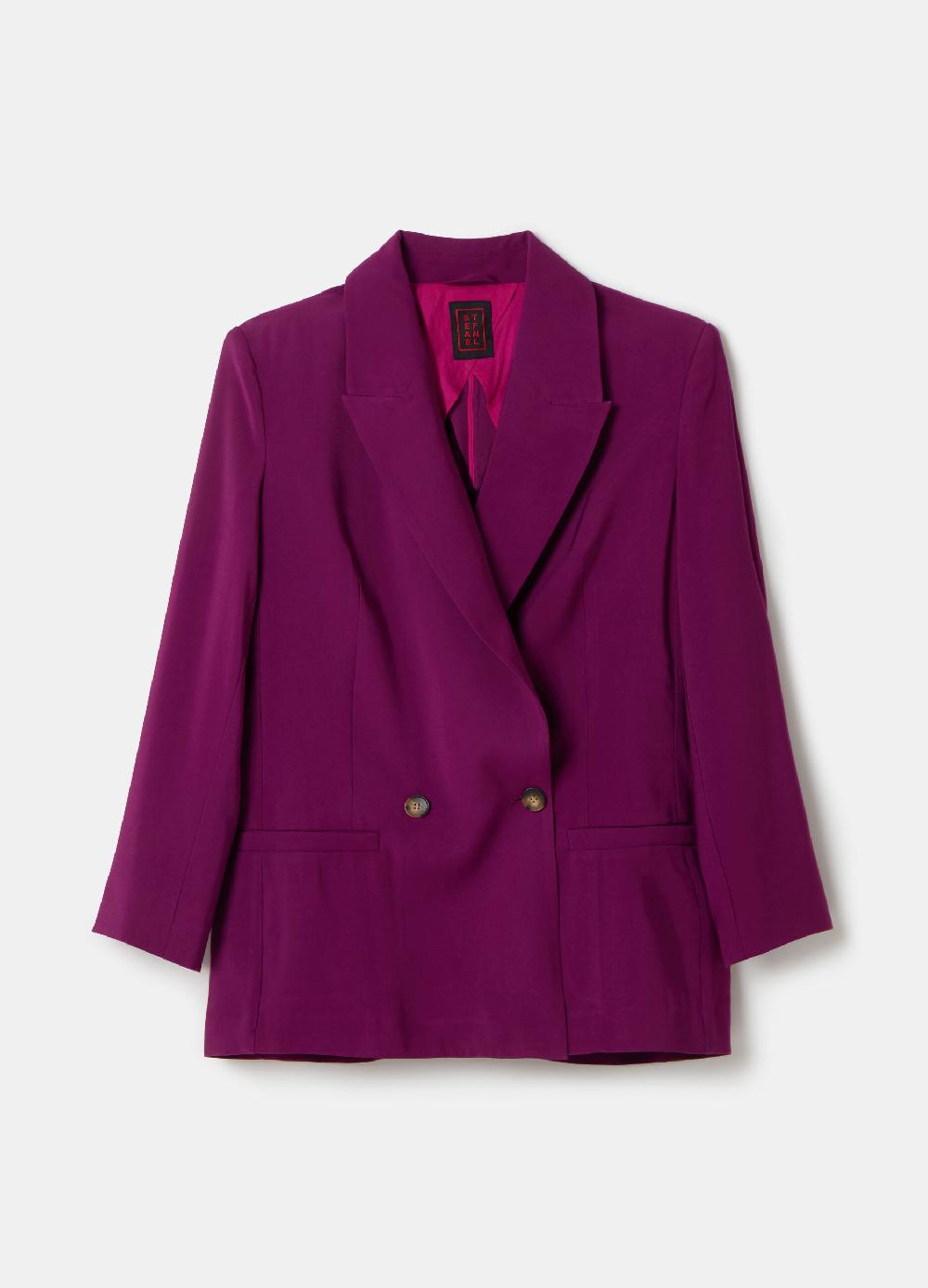 Stefanel Blazer fluido doppiopetto in twill tecnico Offerte stagionali