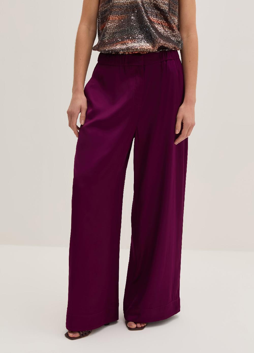 Stefanel Pantalone wide leg in viscosa satin Rilascio limitato