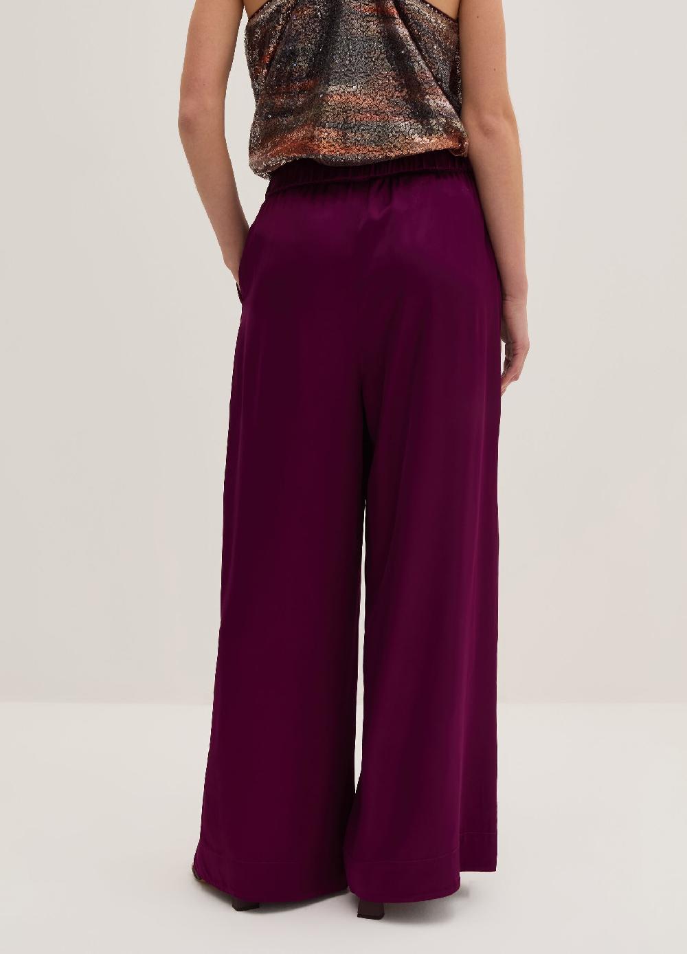 Stefanel Pantalone wide leg in viscosa satin Rilascio limitato