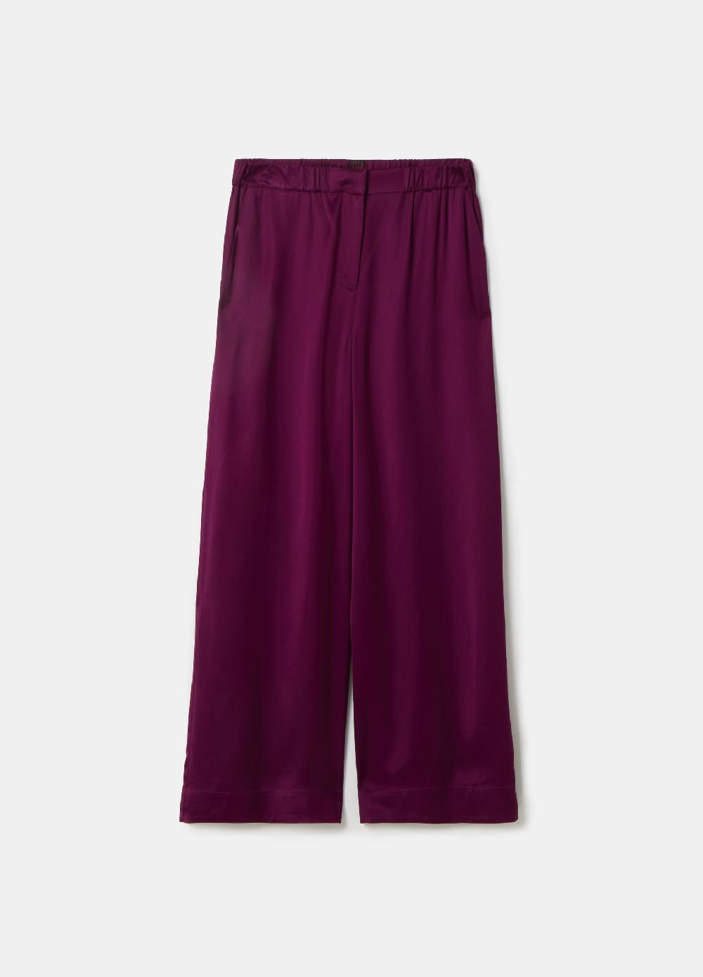 Stefanel Pantalone wide leg in viscosa satin Rilascio limitato