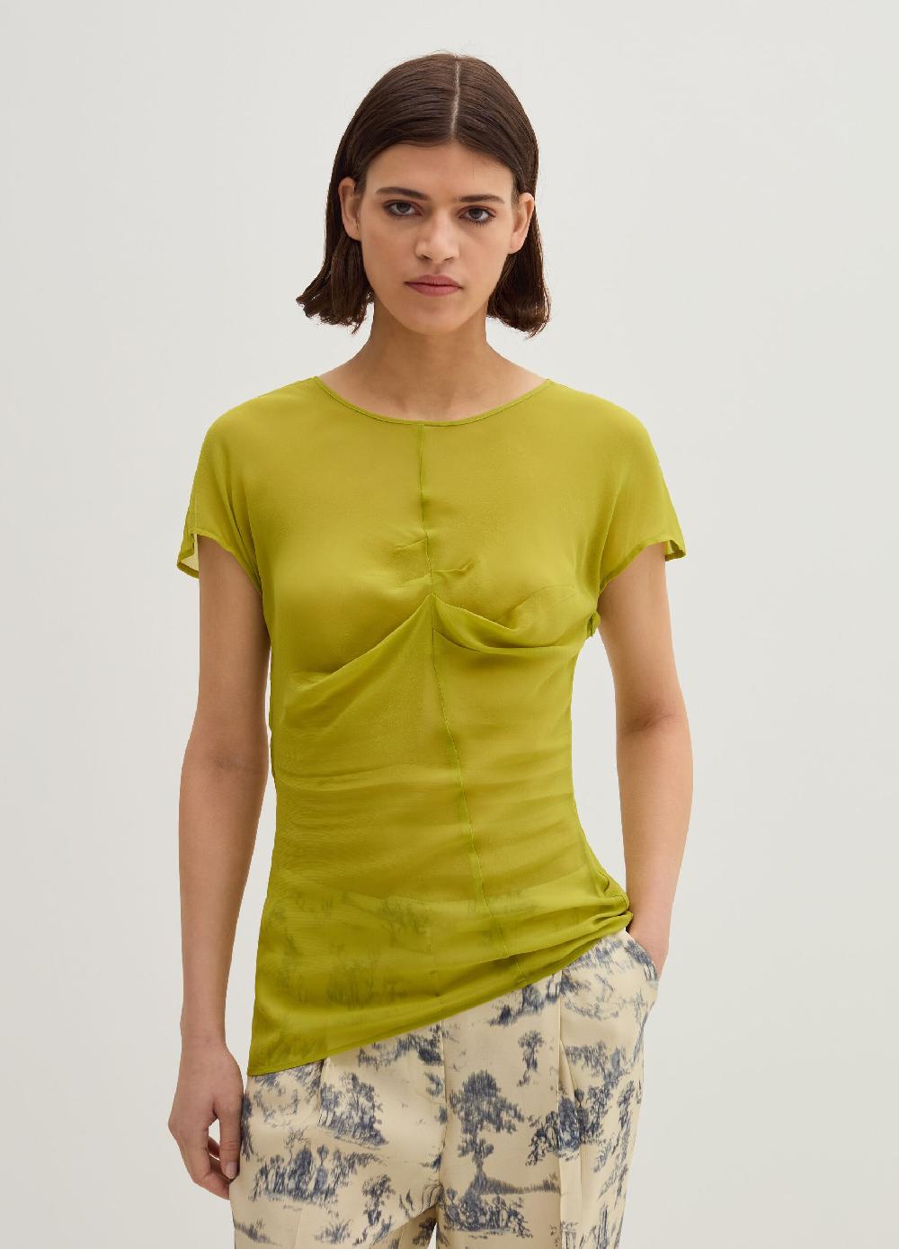 Stefanel T-shirt in georgette con arricciatura Ultimi tre giorni