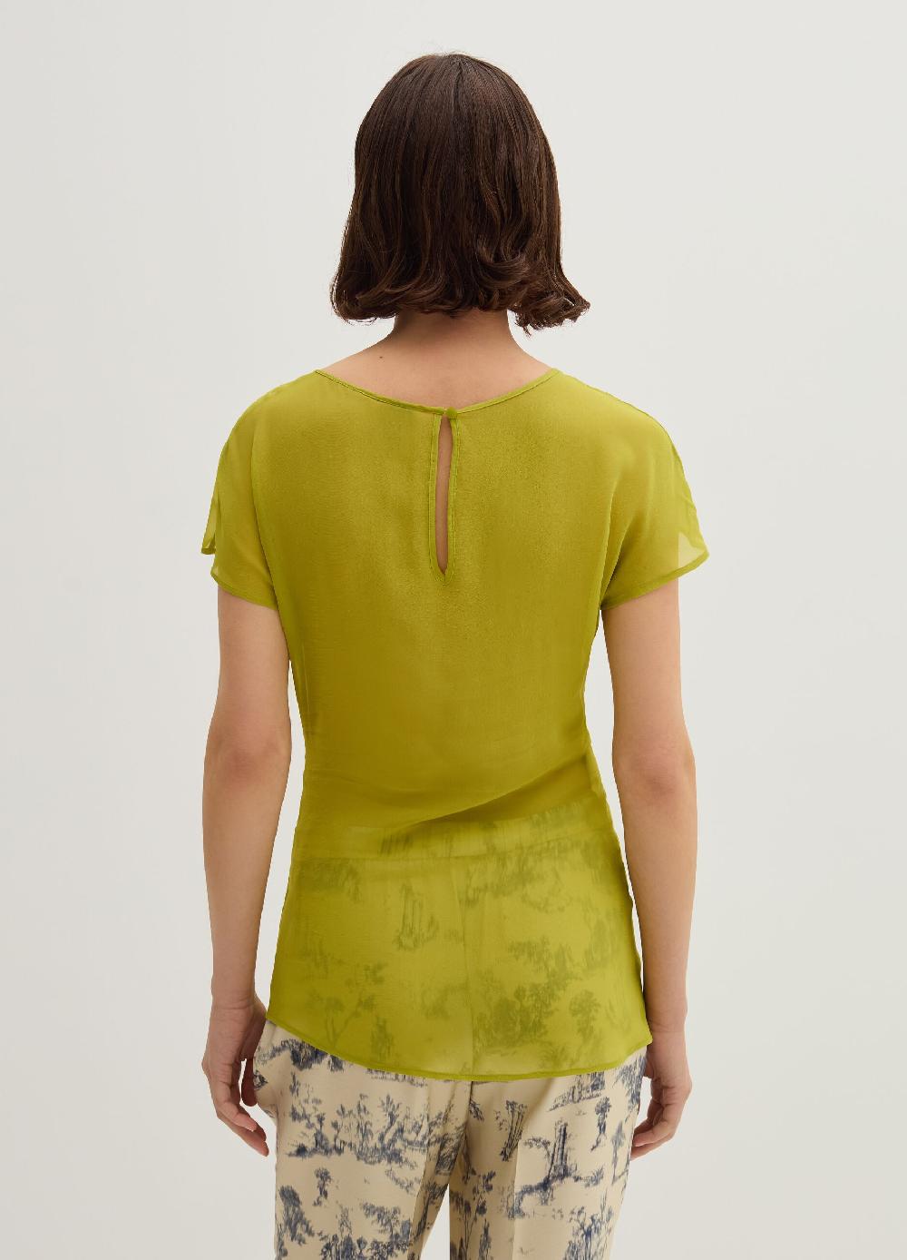 Stefanel T-shirt in georgette con arricciatura Ultimi tre giorni