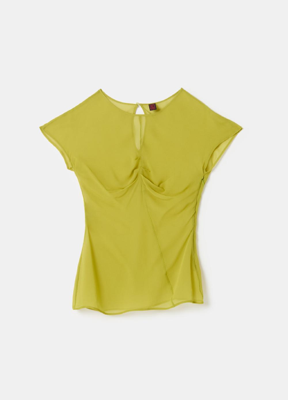 Stefanel T-shirt in georgette con arricciatura Ultimi tre giorni