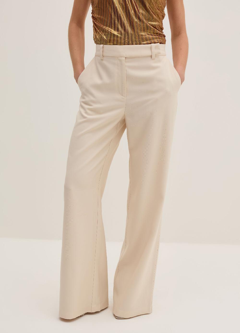 Stefanel Pantalone palazzo wide leg in twill tecnico Consegna Veloce