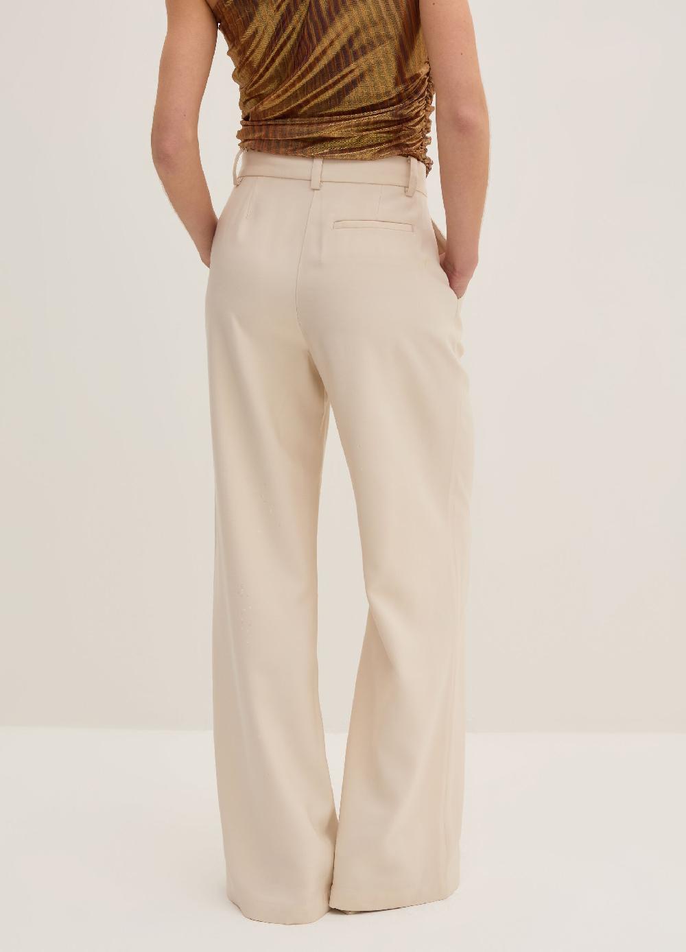 Stefanel Pantalone palazzo wide leg in twill tecnico Consegna Veloce
