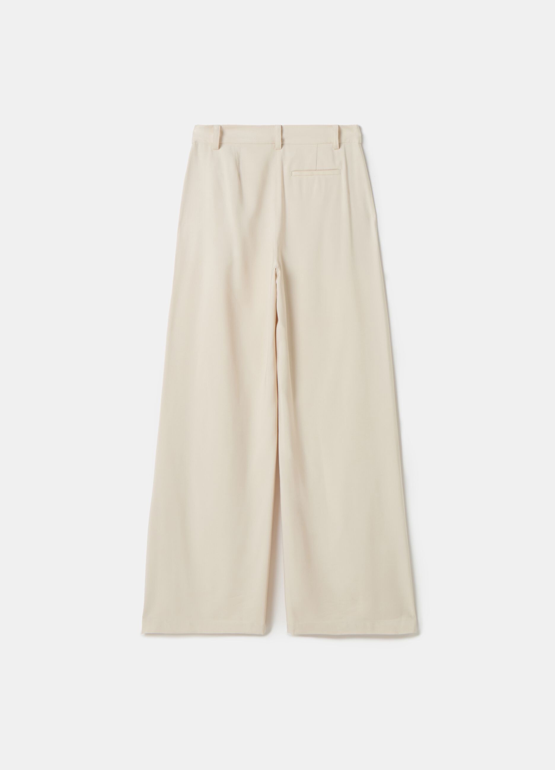 Stefanel Pantalone palazzo wide leg in twill tecnico Consegna Veloce