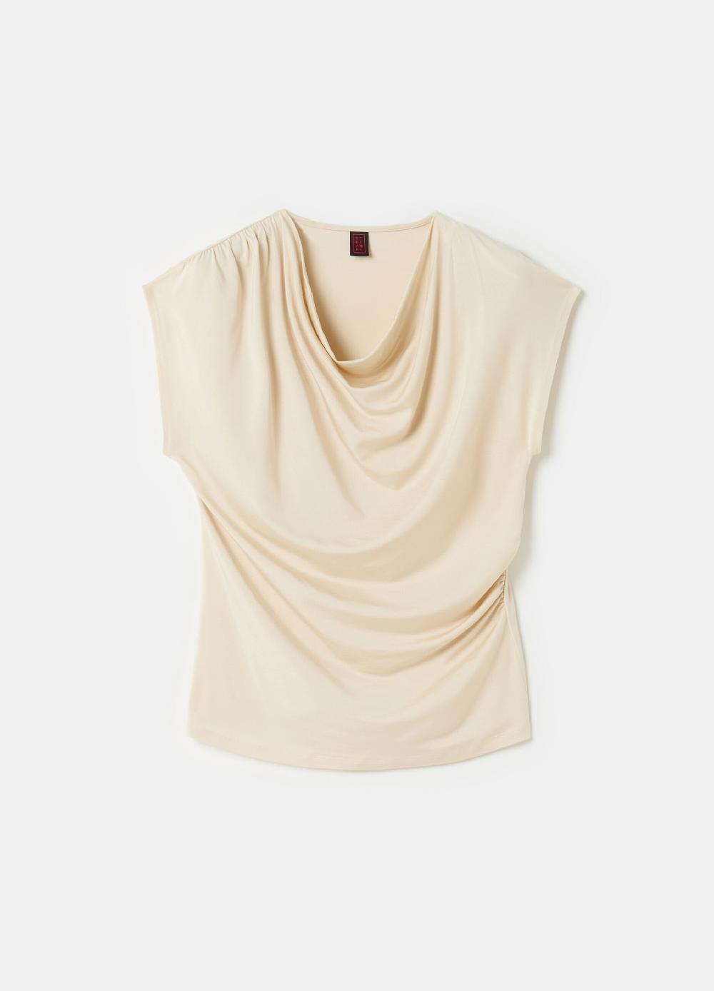 Stefanel Top smanicato scollo con drappeggio Convenienza