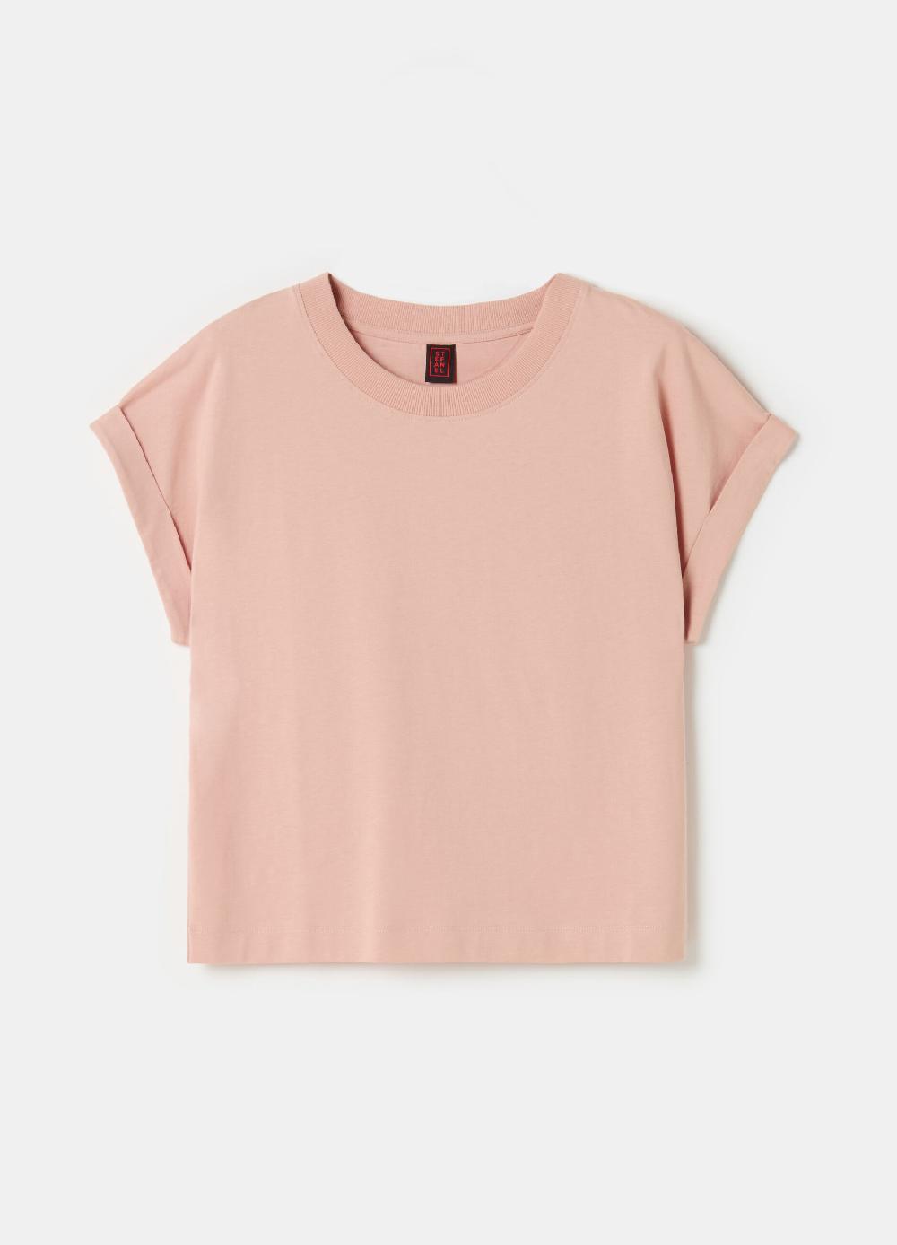 Stefanel T-shirt boxy fit con risvolti Vendite Flash
