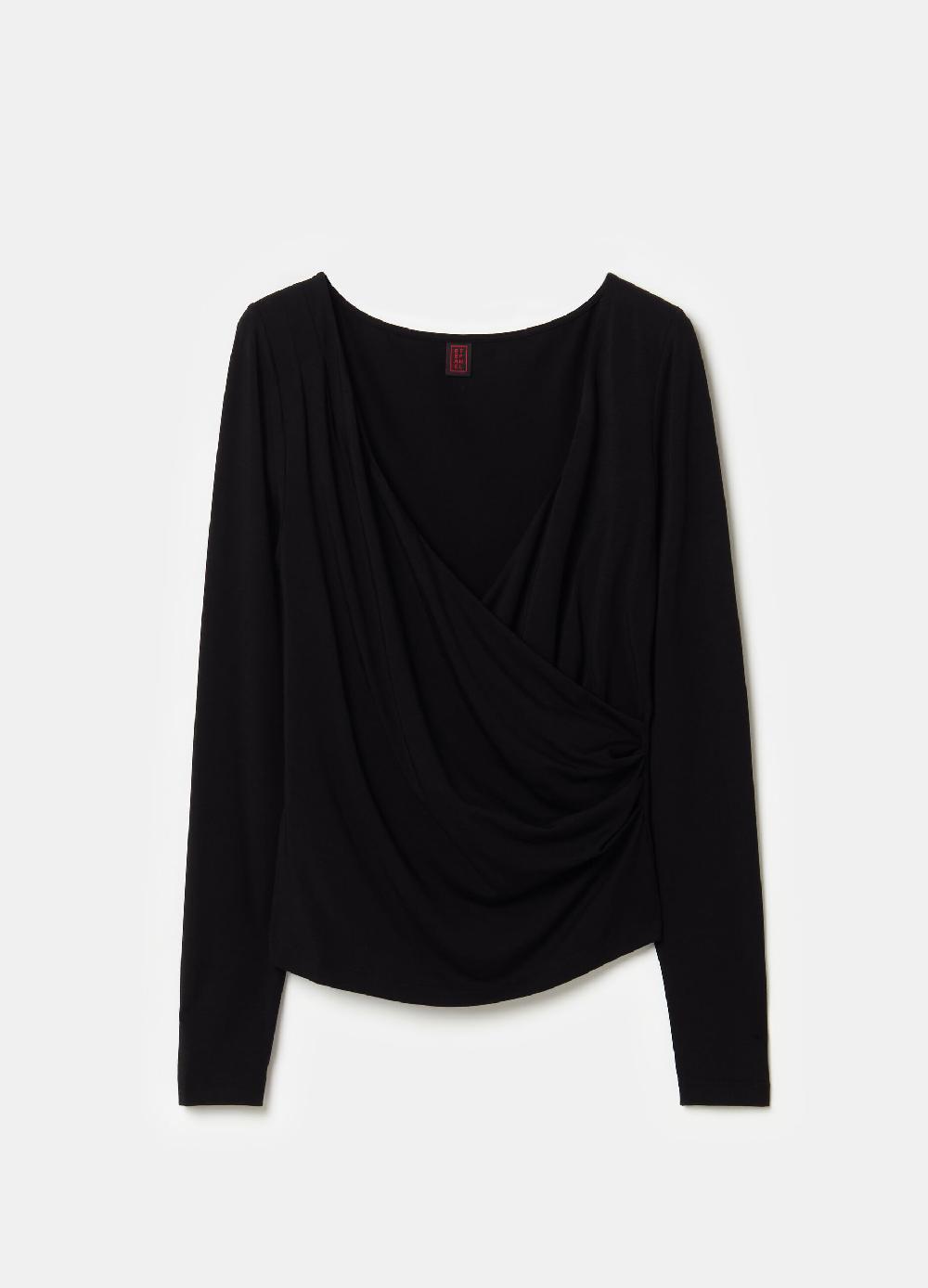 Stefanel T-shirt scollo a V con incrocio In Saldo