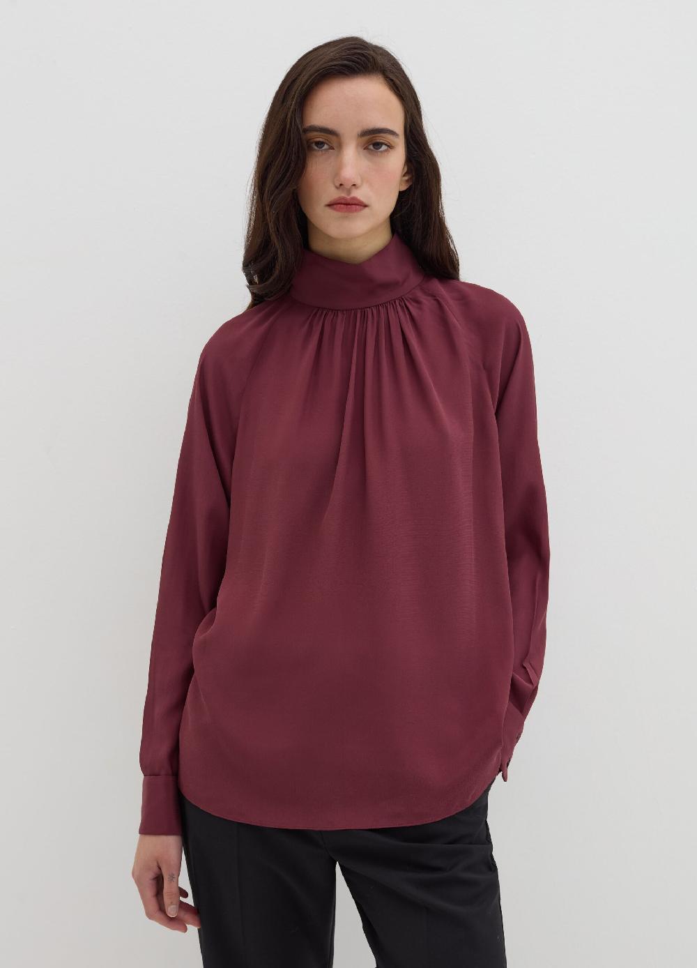 Stefanel Blusa a collo alto in viscosa e seta Nuovi prodotti