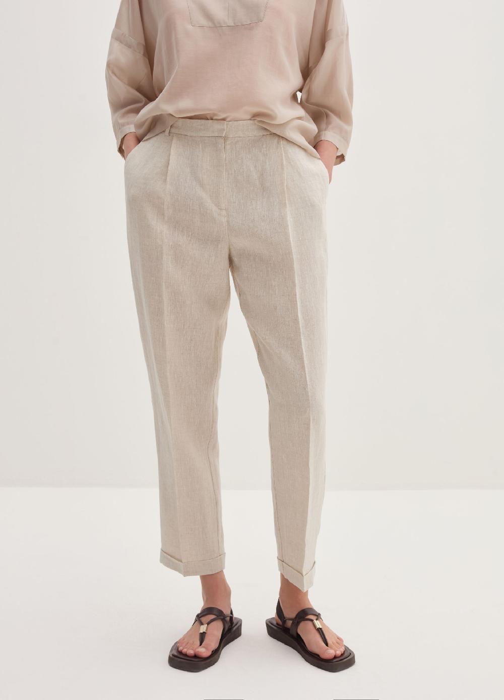 Stefanel Pantalone a sigaretta cropped in lino Offerta settimanale