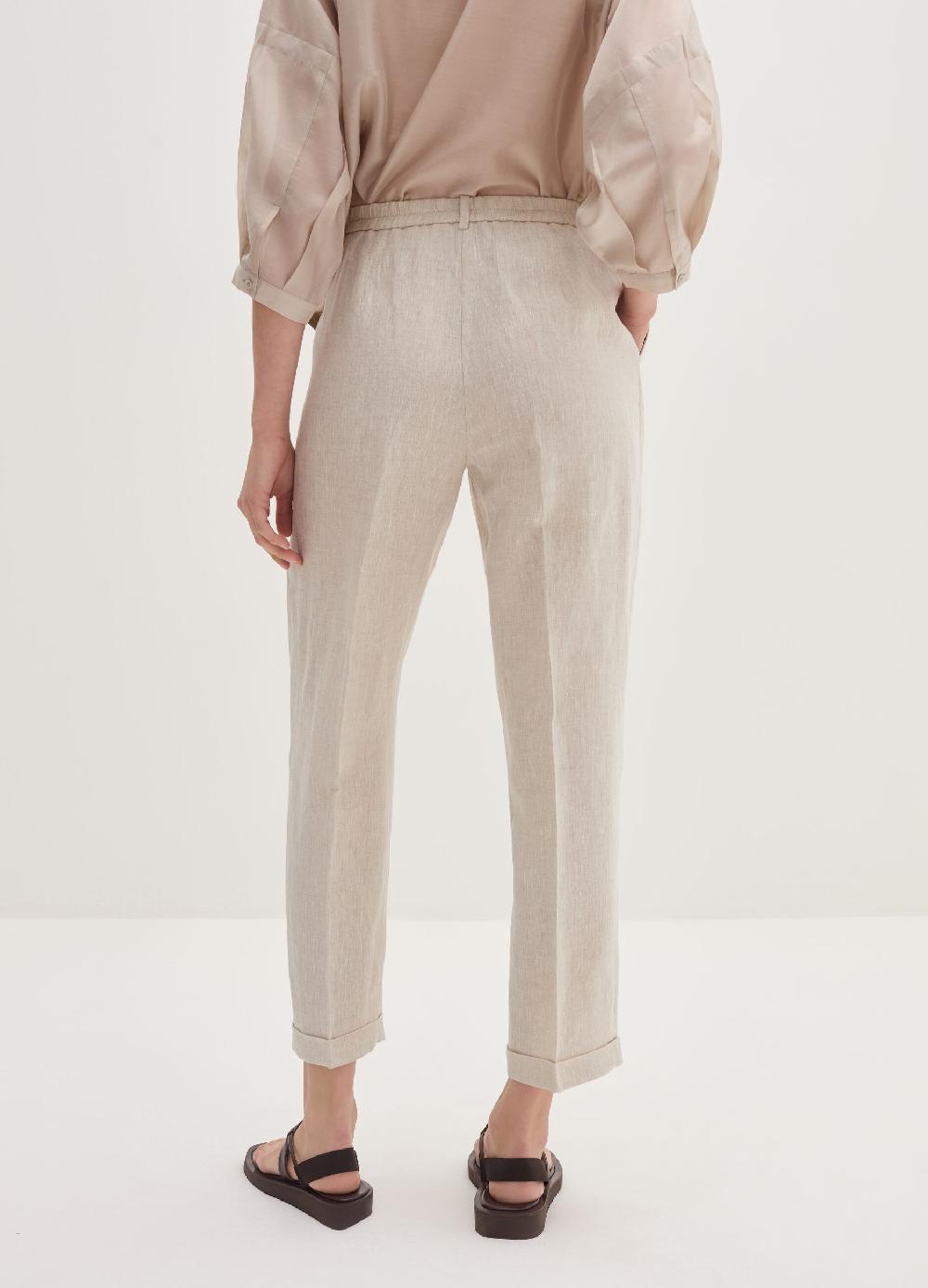Stefanel Pantalone a sigaretta cropped in lino Offerta settimanale