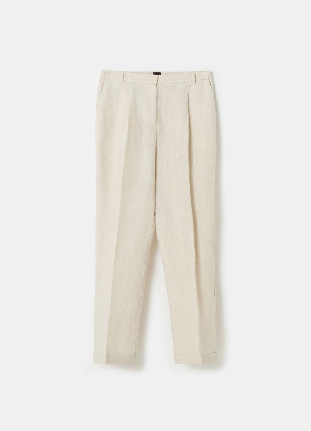 Stefanel Pantalone a sigaretta cropped in lino Offerta settimanale