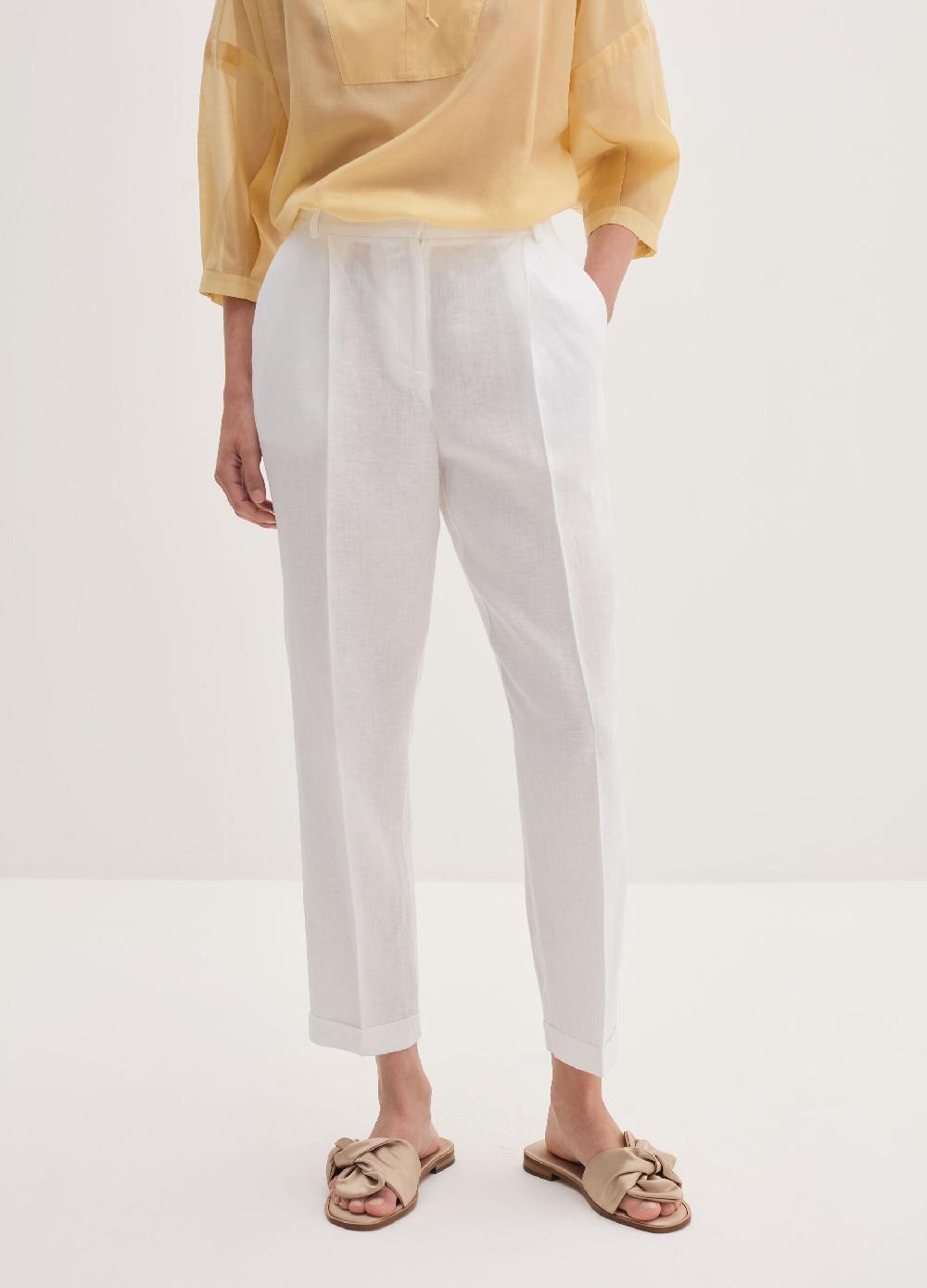 Stefanel Pantalone a sigaretta cropped in lino Ultimo giorno