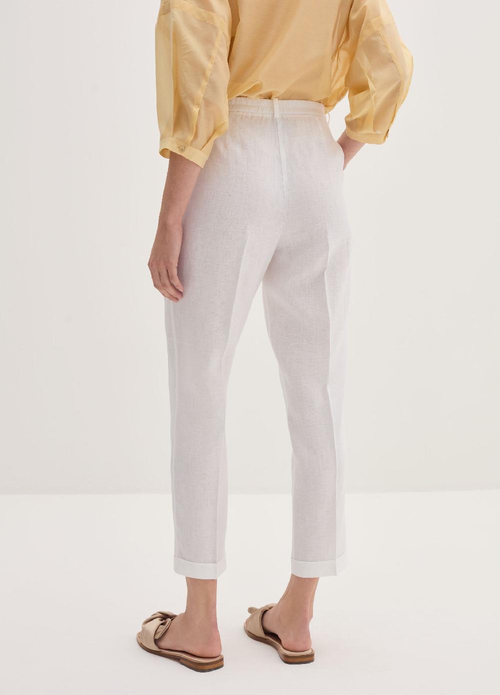 Stefanel Pantalone a sigaretta cropped in lino Ultimo giorno