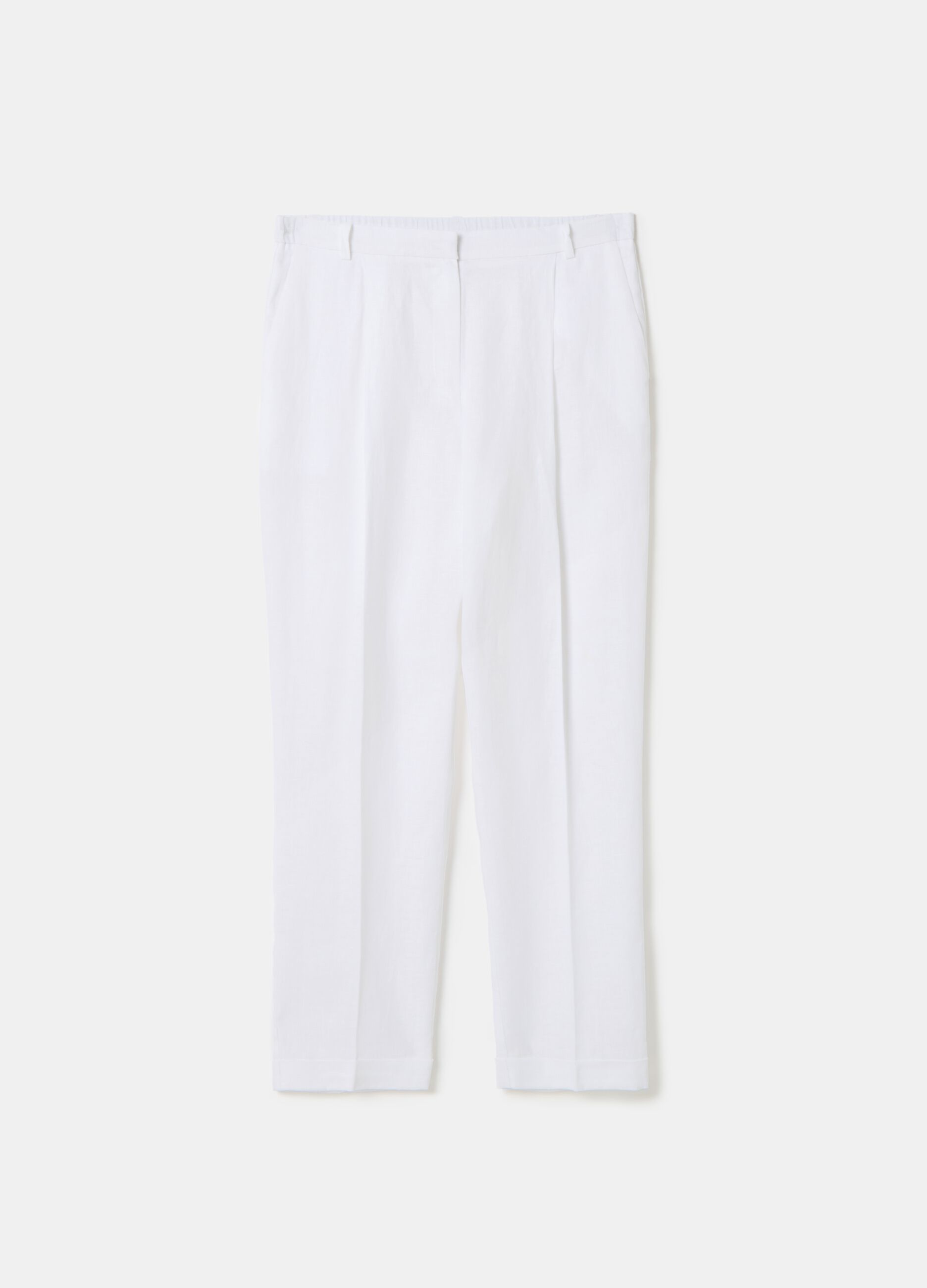 Stefanel Pantalone a sigaretta cropped in lino Ultimo giorno
