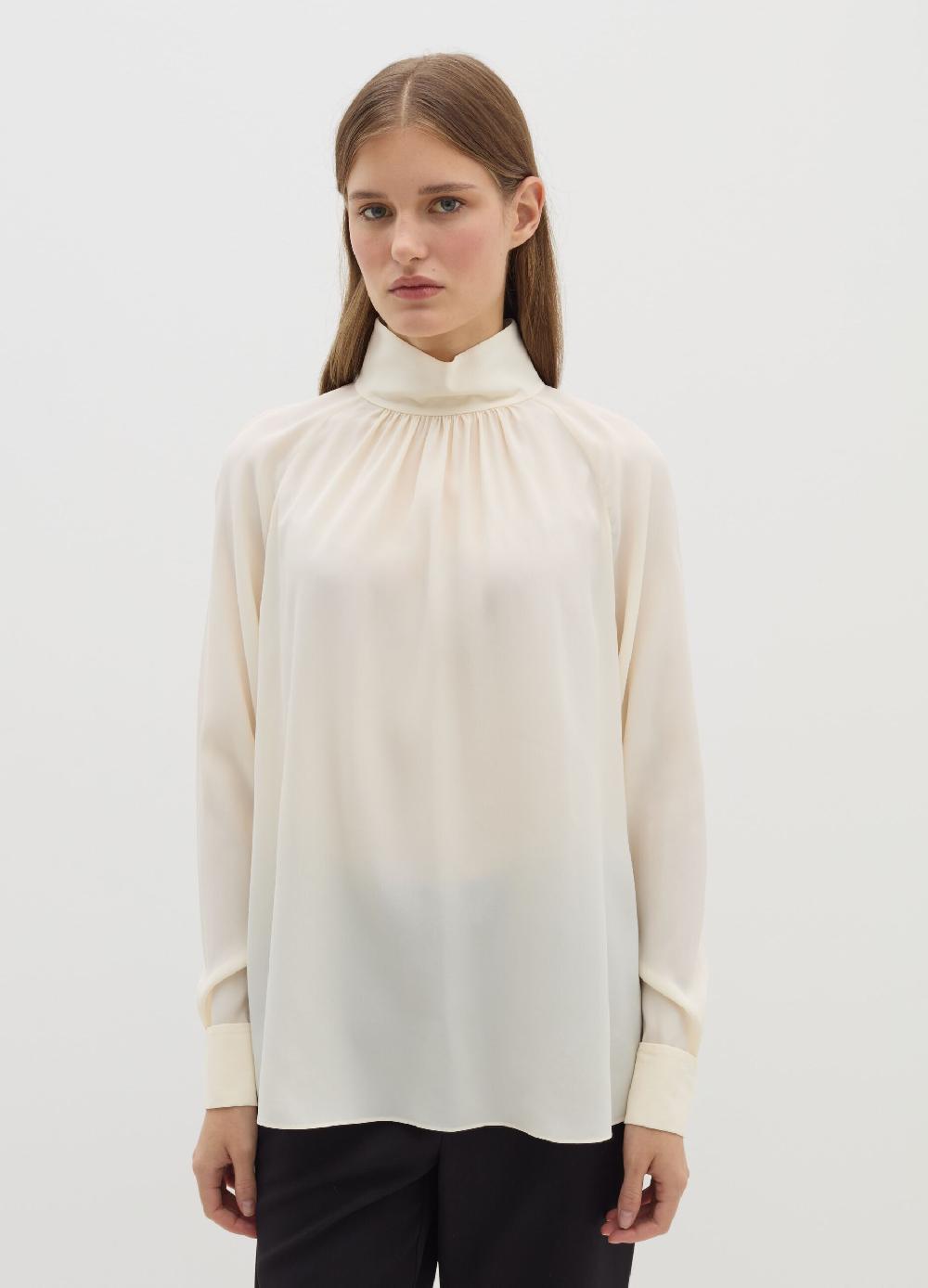 Stefanel Blusa a collo alto in viscosa e seta Only for today