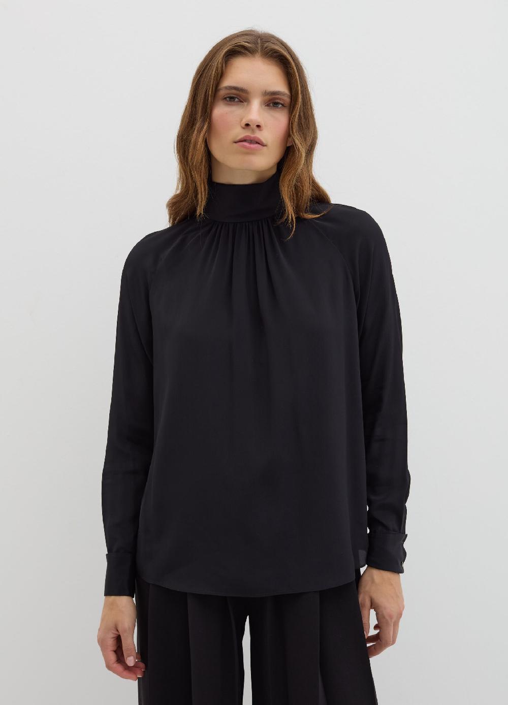 Stefanel Blusa a collo alto in viscosa e seta Limitato a 3 giorni