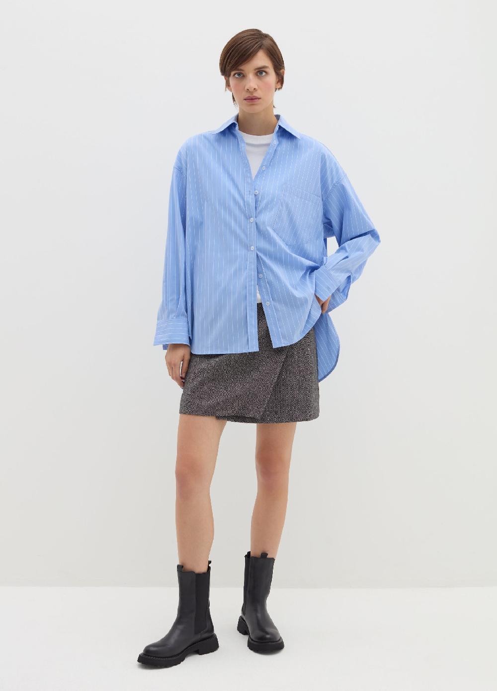 Stefanel Camicia gessata oversize in popeline In vendita