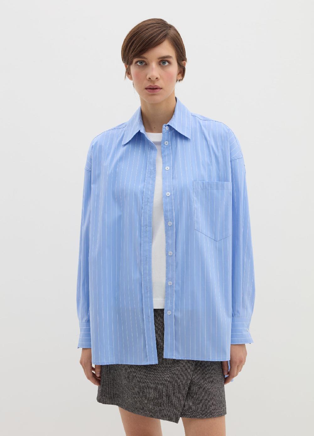 Stefanel Camicia gessata oversize in popeline In vendita