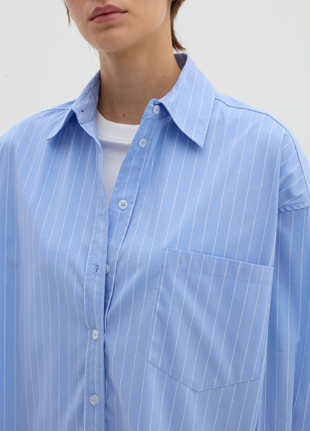 Stefanel Camicia gessata oversize in popeline In vendita