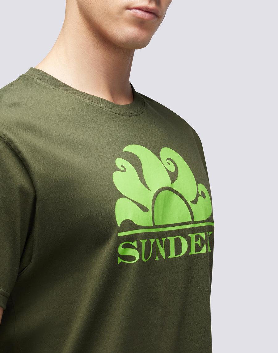 Sundek T-SHIRT GIROCOLLO CON STAMPA LOGO m021tej7800-30204 Promozione
