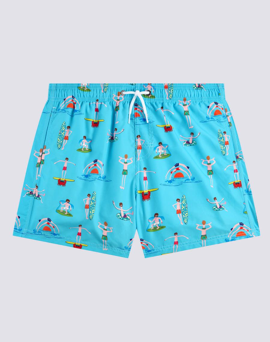 Sundek costume da bagno corto a vita elasticata microstampa beach boy m633bdrt4bg-006bg Fino Al -60%