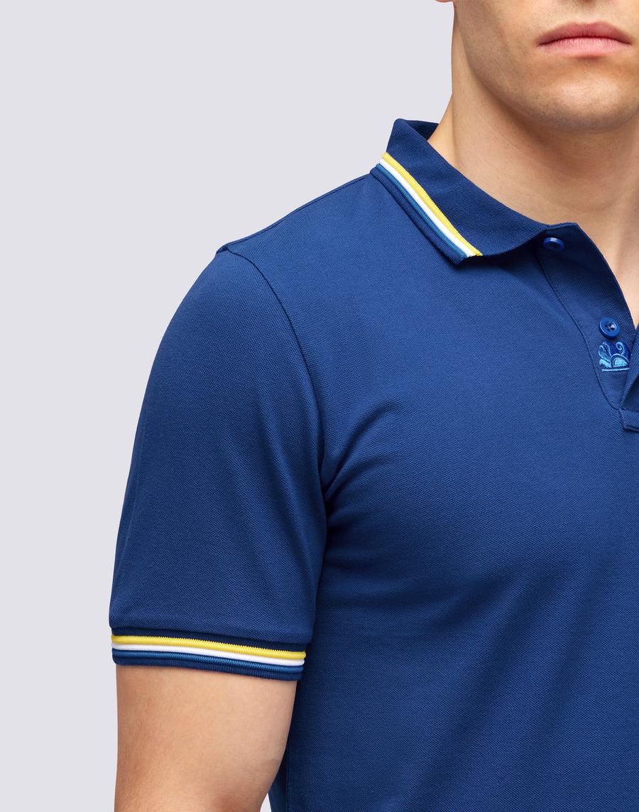 Sundek POLO BRICE IN COTONE PIQUET CON DETTAGLI TRICOLOR m779plj6500-a1701 In Vendita