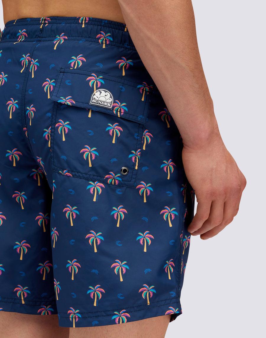 Sundek COSTUME DA BAGNO MEDIO VITA ELASTICATA STAMPA MINI PALM IN POLY RICICLATO m665bdrt48p-0078p Presa